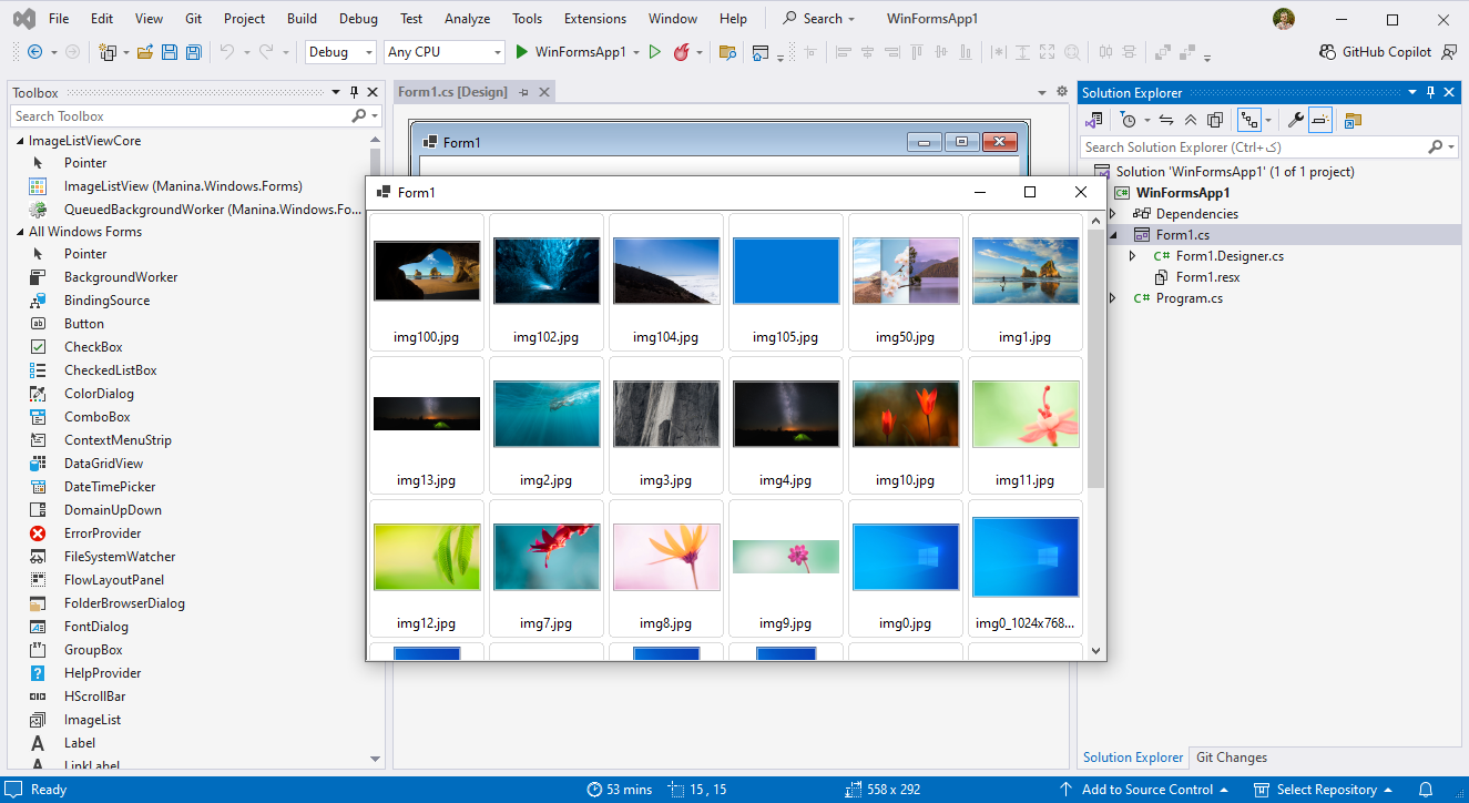 نمونه اجرای ImageListViewCore
