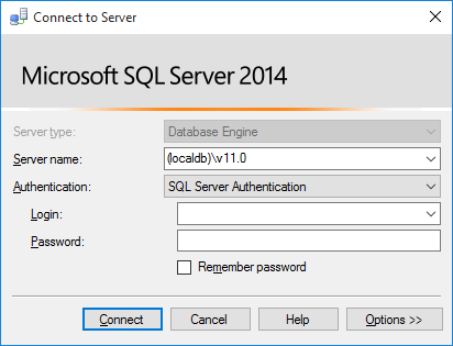 اتصال به localdb