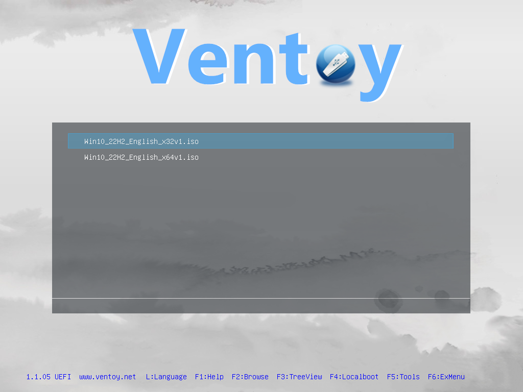 منوی بوت انتخاب ایمیج ventoy