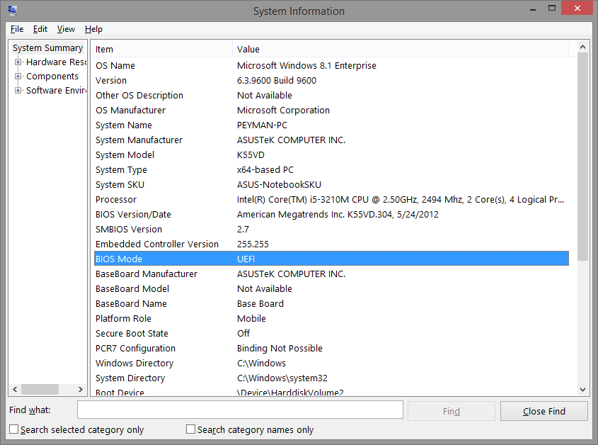 نحوه تشخیص UEFI بودن ویندوز